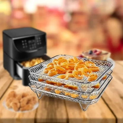 Fryer Rack Stainless Steel Air Fryer Rack Kitchen Tools Barbeque Accessories Grill Grill Multi-Layer Fryer Plate Cookware Rack