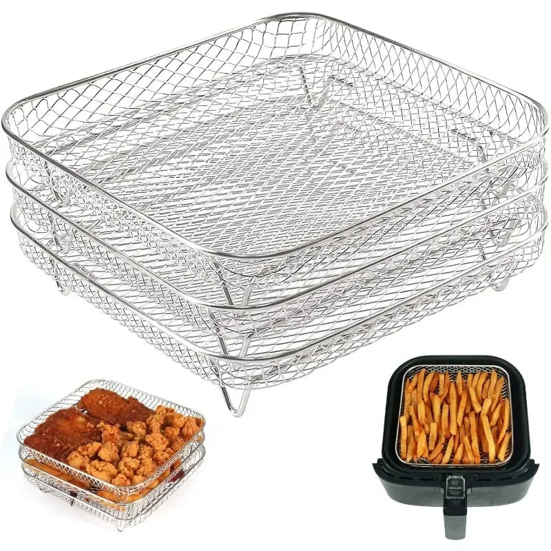Fryer Rack Stainless Steel Air Fryer Rack Kitchen Tools Barbeque Accessories Grill Grill Multi-Layer Fryer Plate Cookware Rack