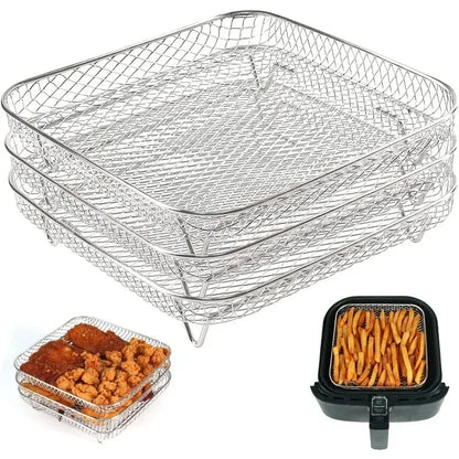 Fryer Rack Stainless Steel Air Fryer Rack Kitchen Tools Barbeque Accessories Grill Grill Multi-Layer Fryer Plate Cookware Rack