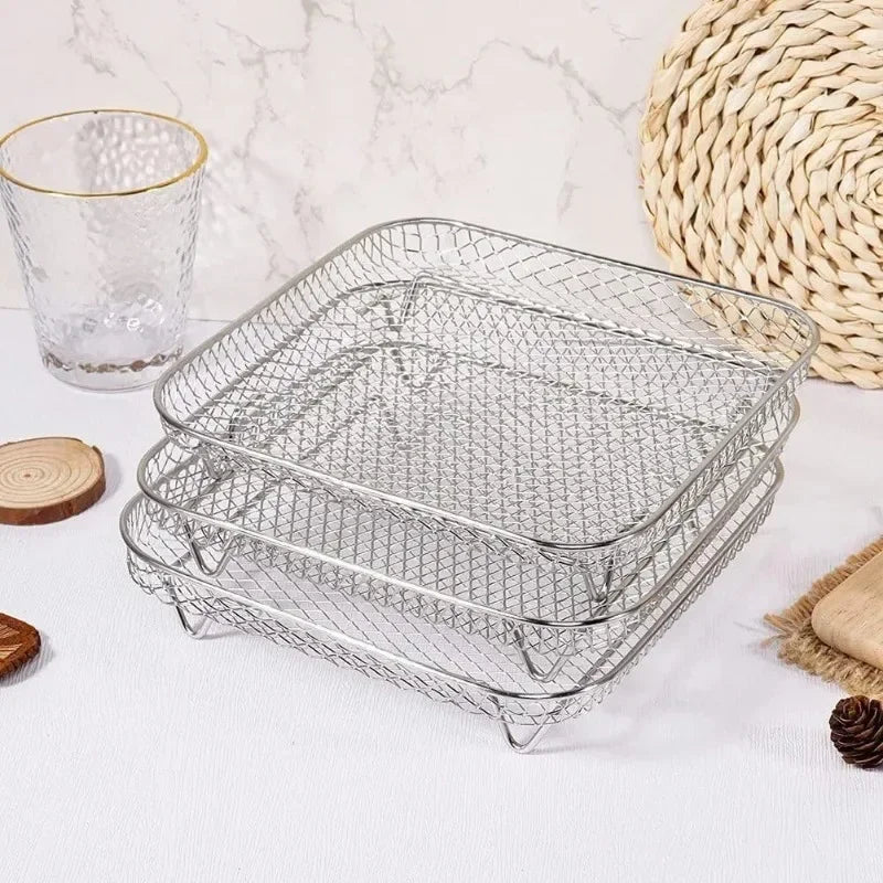 Fryer Rack Stainless Steel Air Fryer Rack Kitchen Tools Barbeque Accessories Grill Grill Multi-Layer Fryer Plate Cookware Rack