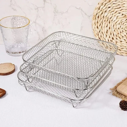 Fryer Rack Stainless Steel Air Fryer Rack Kitchen Tools Barbeque Accessories Grill Grill Multi-Layer Fryer Plate Cookware Rack